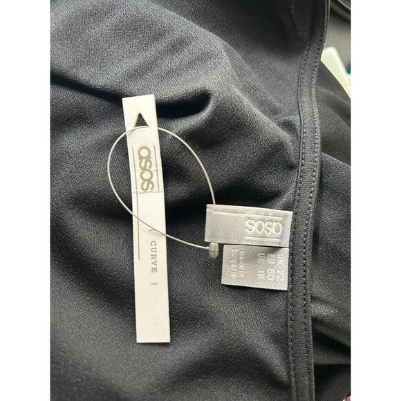 Women's Asos Curve Black A-line Flutter Sleeve Sheer Midi Dress Size 18 - Picture 7 of 8